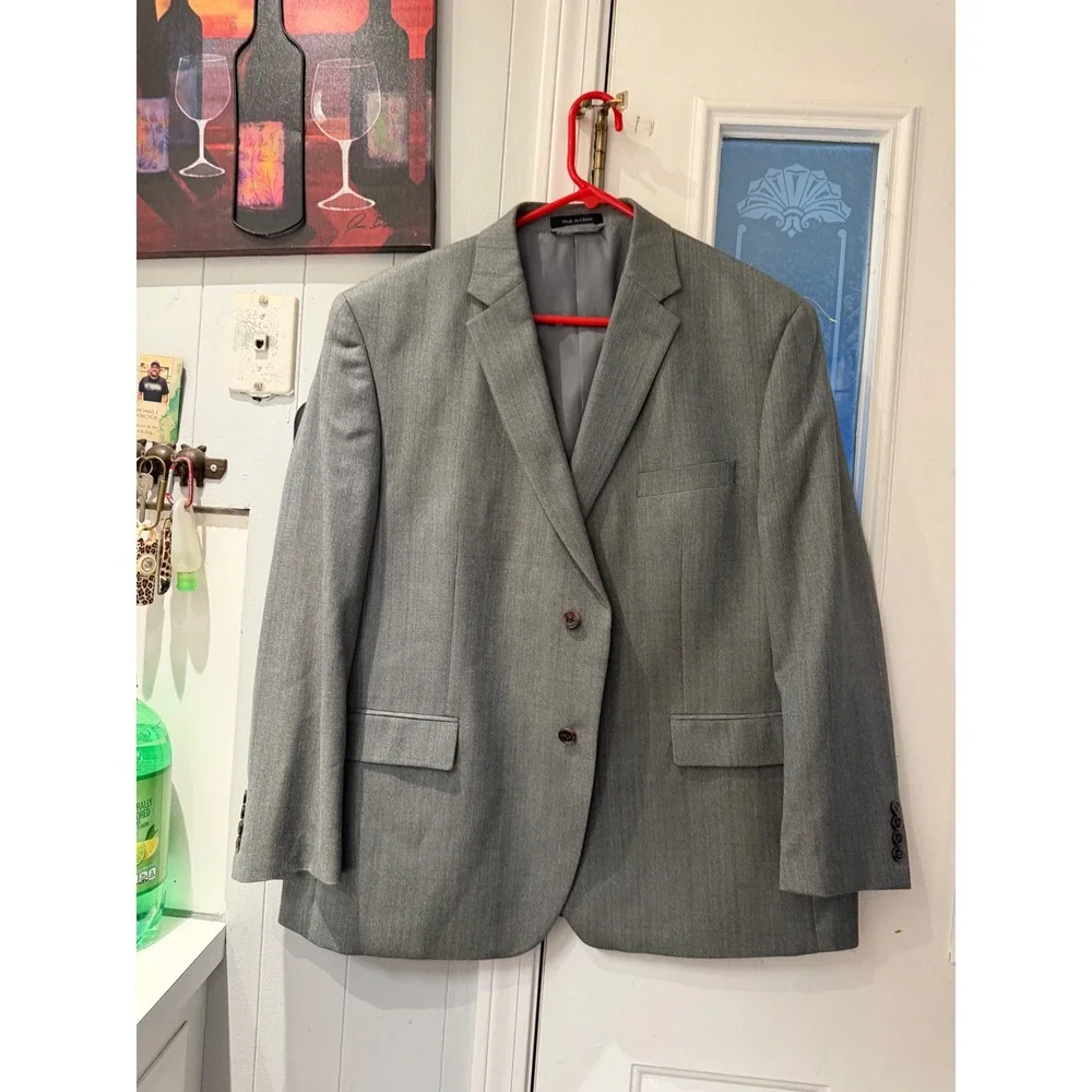 Lauren Ralph Lauren Mens 46S Grey Herringbone Silk Wool Blazer Sport Coat Jacket